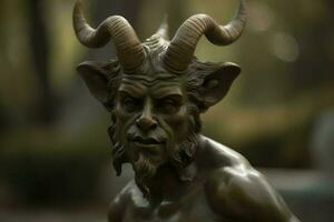 Satyr mythology statue. Generate Ai photo