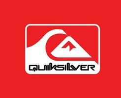 Quiksilver símbolo marca ropa logo con nombre diseño icono resumen vector ilustración con rojo antecedentes