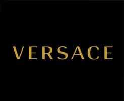 Versace Brand Logo Name Brown Symbol Clothes Design Icon Abstract Vector Illustration With Black Background