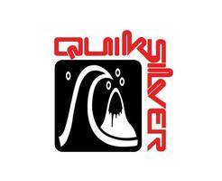 Quiksilver símbolo marca con nombre negro y rojo logo ropa diseño icono resumen vector ilustración