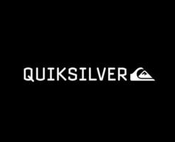 Quiksilver símbolo marca ropa con nombre blanco logo diseño icono resumen vector ilustración con negro antecedentes