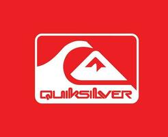 Quiksilver símbolo marca ropa logo con nombre blanco diseño icono resumen vector ilustración con rojo antecedentes