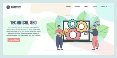 Landing page design templates for Technical SEO concept illustration, perfect for web design, banner, mobile app, landing page, Flat Vector illustration