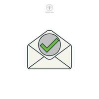 Check Mark on mail icon symbol template for graphic and web design collection logo vector illustration