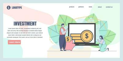 Landing page design templates for Investment concept illustration, perfect for web design, banner, mobile app, landing page, Flat Vector illustration