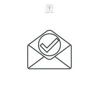 Check Mark on mail icon symbol template for graphic and web design collection logo vector illustration