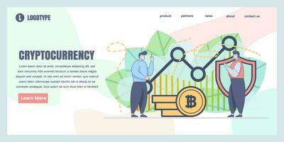 Landing page design templates for Cryptocurrency concept illustration, perfect for web design, banner, mobile app, landing page, Flat Vector illustration