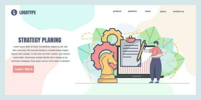 Landing page design templates for strategy planing concept illustration, perfect for web page design, banner, mobile app, landing page, Flat Vector illustration