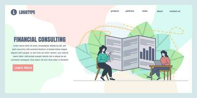 Web page design templates for financial consulting concept illustration, perfect for web page design, banner, mobile app, landing page, Flat Vector illustration