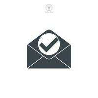 Check Mark on mail icon symbol template for graphic and web design collection logo vector illustration