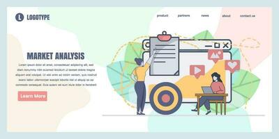 Web page design templates for data market analysis concept illustration, perfect for web page design, banner, mobile app, landing page, Flat Vector illustration