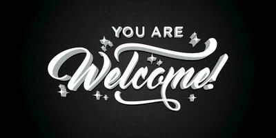 Welcome handwriting, illustration of a modern calligraphy style. Premium Vector