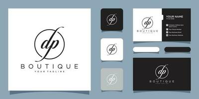 DP initial signature logo. handwriting logo template vector with business card design Premium Vector