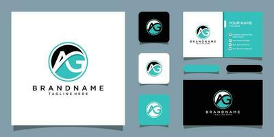 Initial AG logo design with business card design Premium Vector