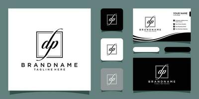 DP initial signature logo. handwriting logo template vector with business card design template Premium Vector