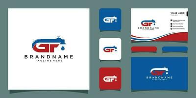 Logo GF Simple Creative Design with business card design Premium Vector