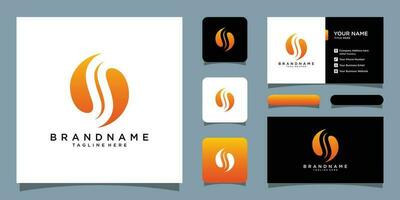 Letter S vector logo abstract with fire shapes with business card design Premium Vector