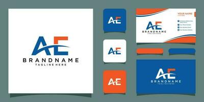 AE initial letters logo design vector with business card design Premium Vector