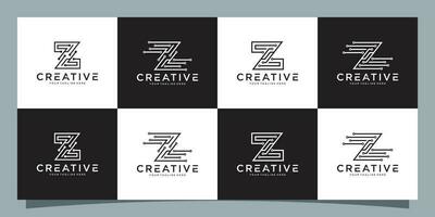 Set of creative bundle monogram logo design template initial letter Z technology Premium Vector