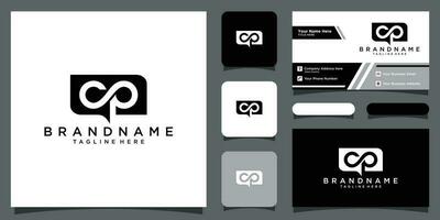 Initial letter logo CP, PC, template logo design vector with business card design Premium Vector