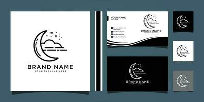 night icon moon cloud and star vector with business card design Premium Vector
