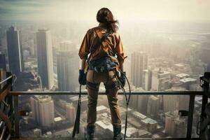 Industrial climber access skyscraper. Generate Ai photo