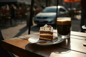 Coffee cake cafe morning. Generate Ai photo