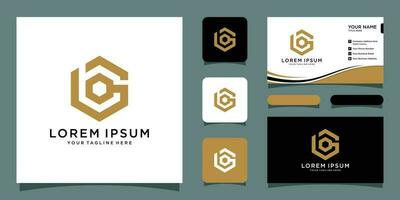 Initial letters BG hexagon logo shape with business card design Premium Vector