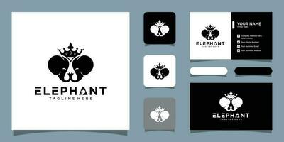 Elephant logo icon illustration with business card design Premium Vector