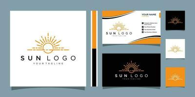 Sun logo design vector template icon symbol illustration with business card template premium vector