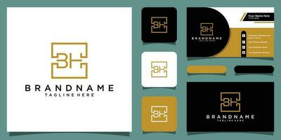 Initial Letter BH typography logo design vector with business card design Premium Vector