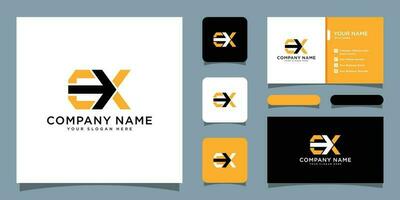 Abstract Letter Logo Template Initial EX with business card design Premium Vector