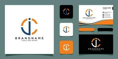 Initial letters JC circle shape monogram with business card design Premium Vector