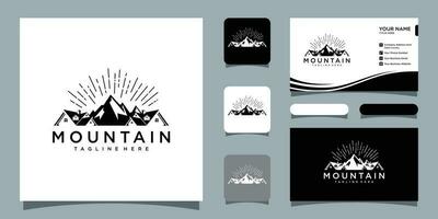 Real estate house mountain logo template with business card design Premium Vector