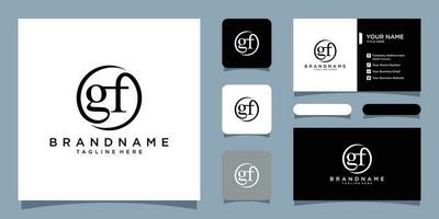 GF initial letters loop linked circle monogram logo with business card design Premium Vector