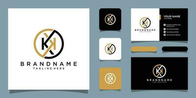 Initial Letter KK Logo Design Template Vector with business card design Premium Vector