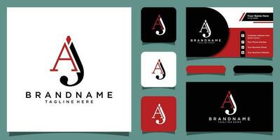 Alphabet letters Initials Monogram logo AJ or JA, A and J with business card design Premium Vector