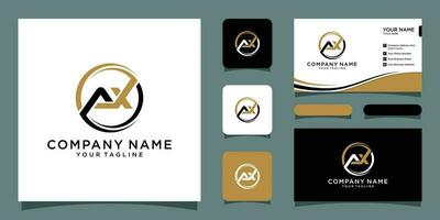 AX initial circle logo template vector with business card design template Premium Vector