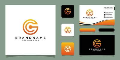 Initial letter CG or GC creative logo template with business card design Premium Vector