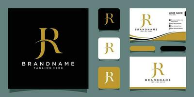 JR letter logo design template vector with business card design Premium Vector