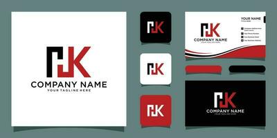 HK logo initial letter design template vector with business card design Premium Vector