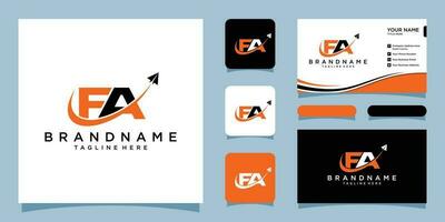 Initial FA Logo monogram design template with business card design Premium Vector