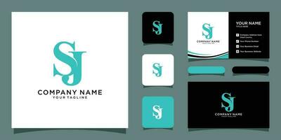 Alphabet letters Initials Monogram logo SJ or JS, S and J with business card design Premium Vector