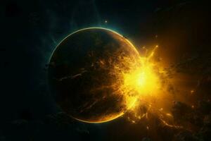 Sun space explosion. Generate Ai photo