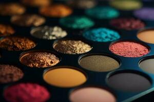 Eyeshadow cosmetics powder colorful. Generate AI photo