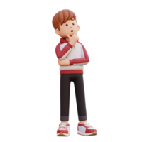 3d masculino personaje pensando png