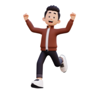 3d male character happy running png