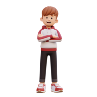 3d male character arm crossed png
