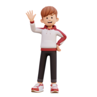 3d male character waving png