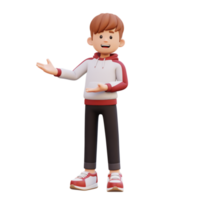 3d male character presenting to the right png